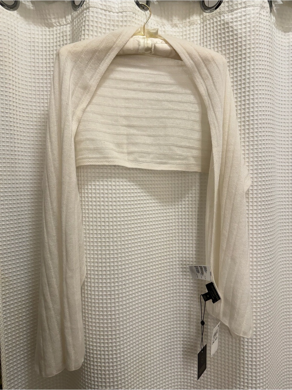 Charter Club Cream Cashmere Ribbed Scarf - NWT - Picture 6 of 6